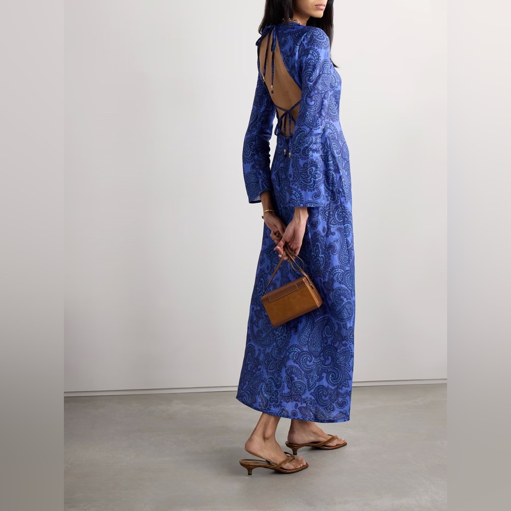 NWT Zimmermann Ottie Paisley Print Long Sleeve Backless Maxi Dress 2 US8
